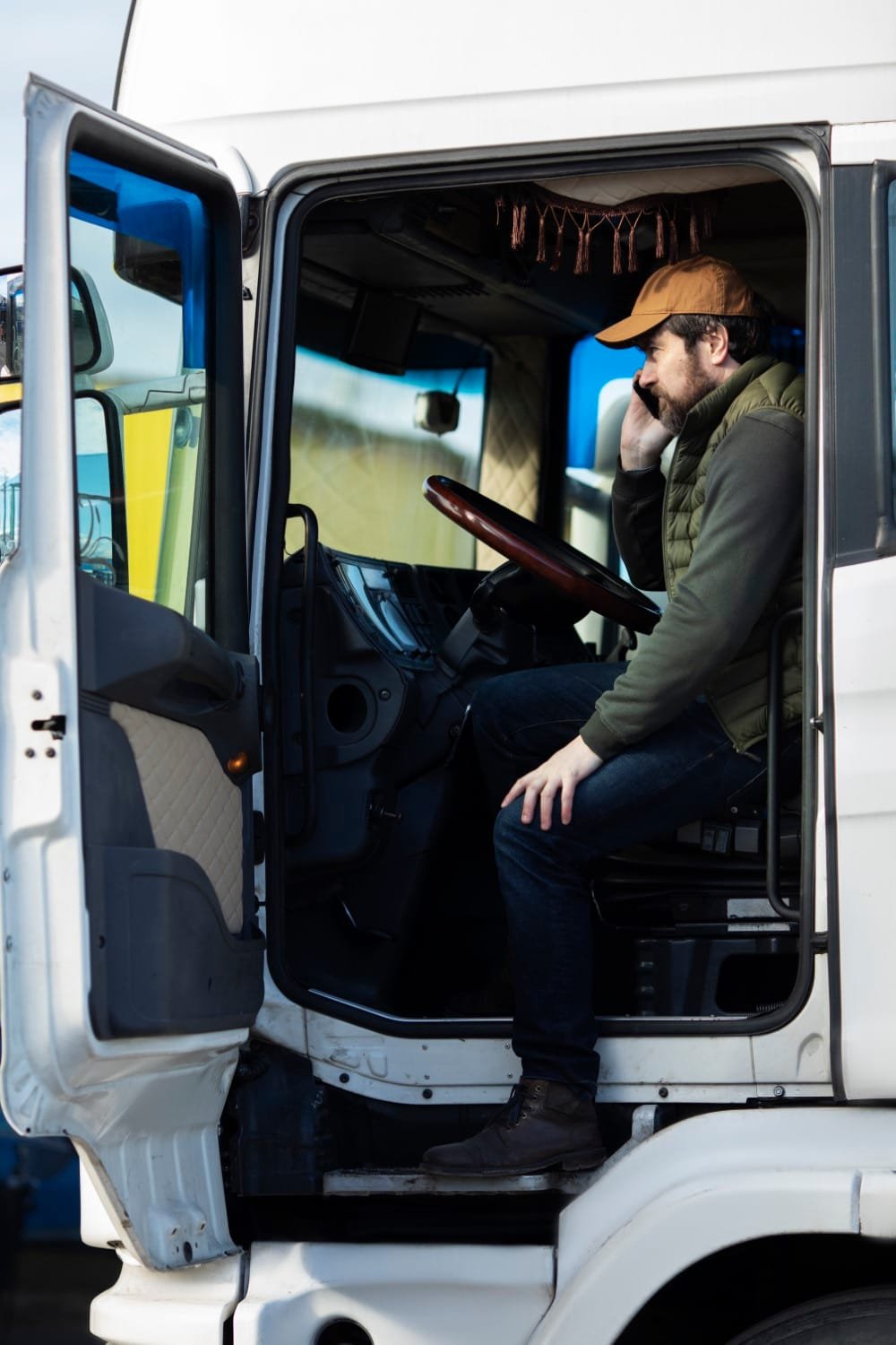 Man sitting truck Man sitting truck
